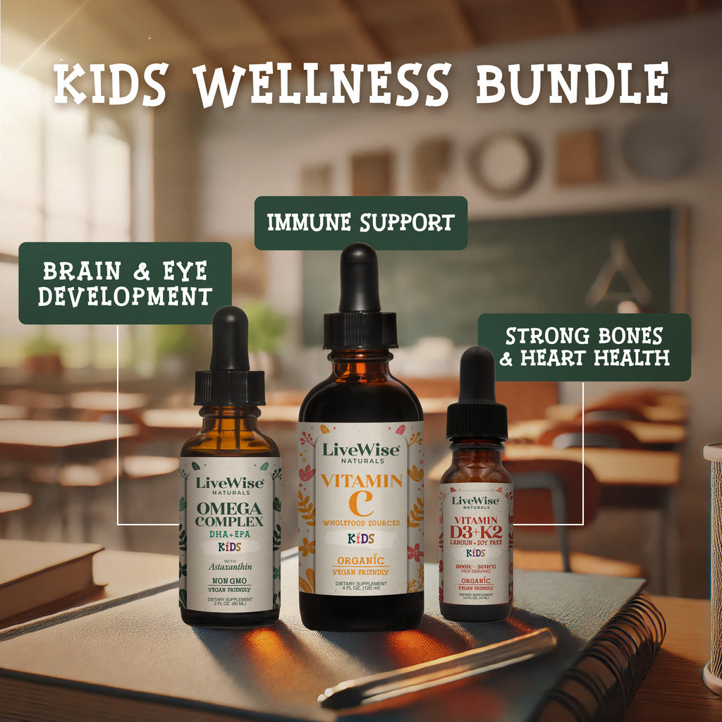 Kids Wellness Bundle - Omega, Vitamin C & D Drops for Children