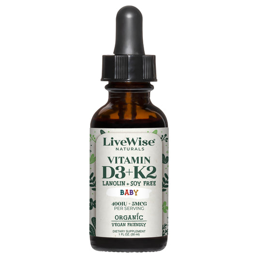 Vitamin D3+K2(MK-7) Liquid Drops - For Infants and Toddlers, - Vegan Friendly