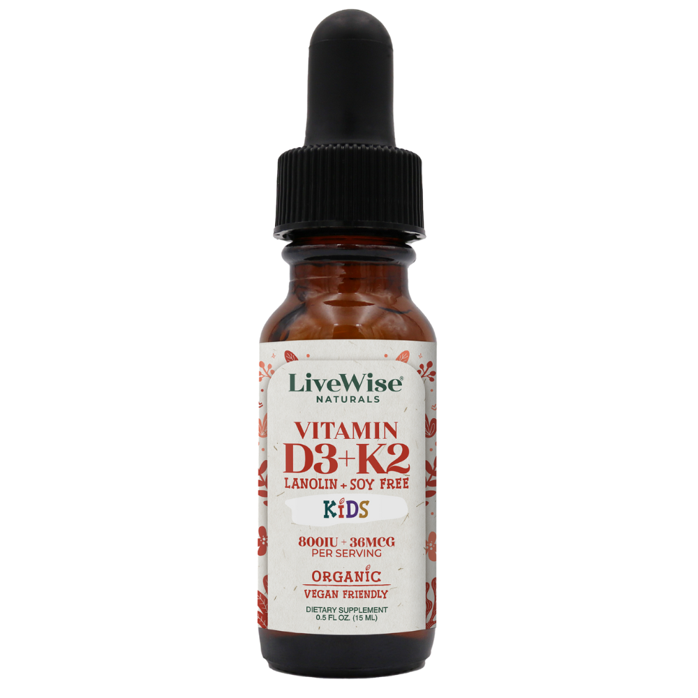 Kids D3+K2 Liquid Drops – Vegan Friendly Bone & Immune Support(.5 oz)